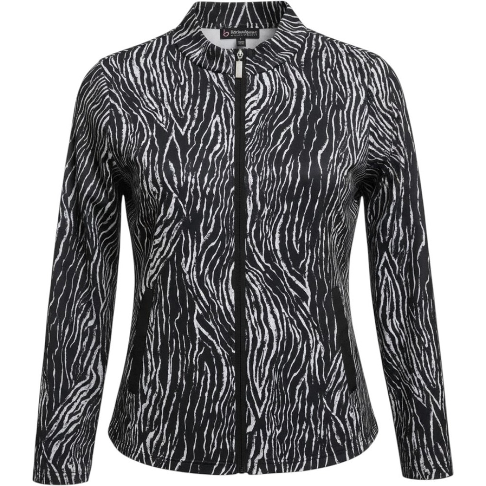 Birdee Sport Australia Zebra Print Full Zip Jacket Black White Women Large L